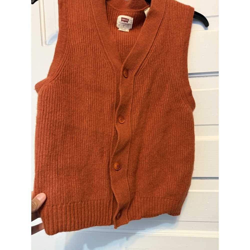 Levi's Rincon Button Down Sweater Vest Mens Small Orange Wool Blend A4325-0001 - Picture 7 of 10